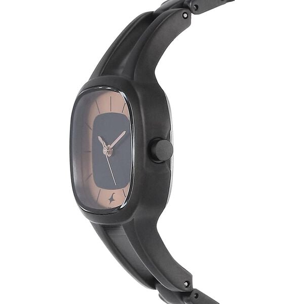 Fastrack 6147NM01 Analog Quartz Women Watch – Multi-Tone Square Dial, Black Metal Strap, Stylish Everyday Wear