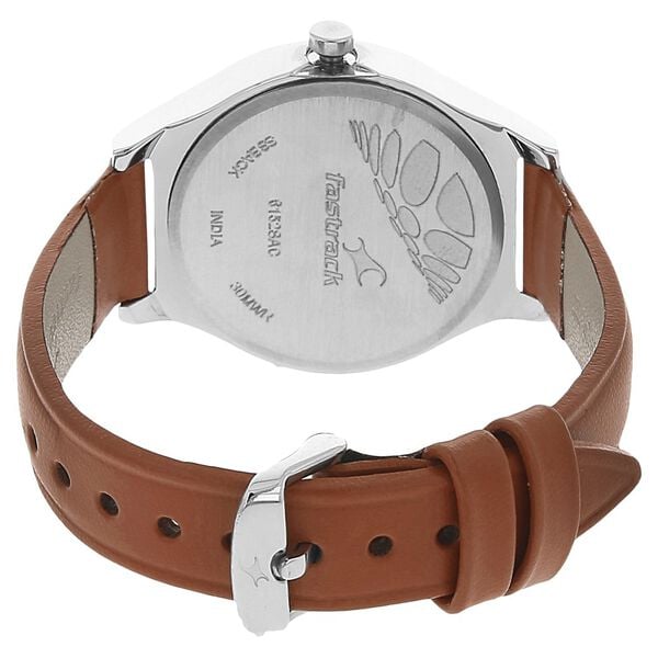 Fastrack 6152SL02 Quartz Analog Women’s Watch | Grey Dial | Brown Leather Strap | Round Case | Mineral Glass | 30 m Water Resistant | 24-Month Warranty