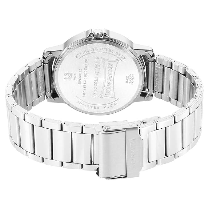 Sonata 77083SM06 Quartz Analog Silver Dial Stainless Steel Strap Men's Watch