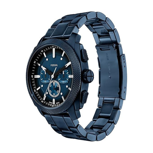 Fossil FS6167I Men's Quartz Chronograph Watch Blue Dial Blue Stainless Steel Strap