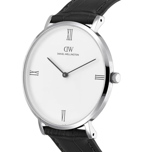 Daniel Wellington DW0DG2300 White Dial Men's Black Leather Analog Watch