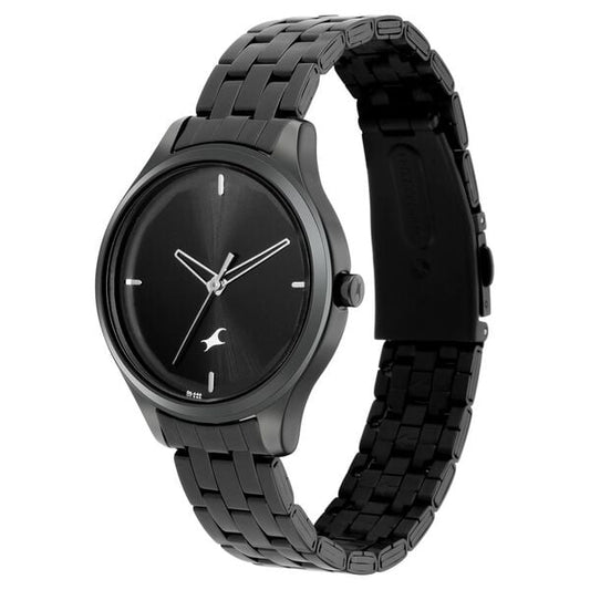 Fastrack 6248NM01 Analog Quartz Women Watch – Black Dial, Black Stainless Steel Metal Strap, Everyday Casual Style