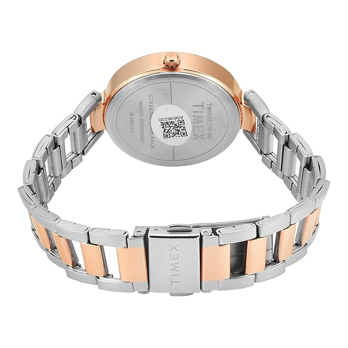 Timex TW000X278 Women’s Silver Dial Analog Watch with Stainless-Steel Strap