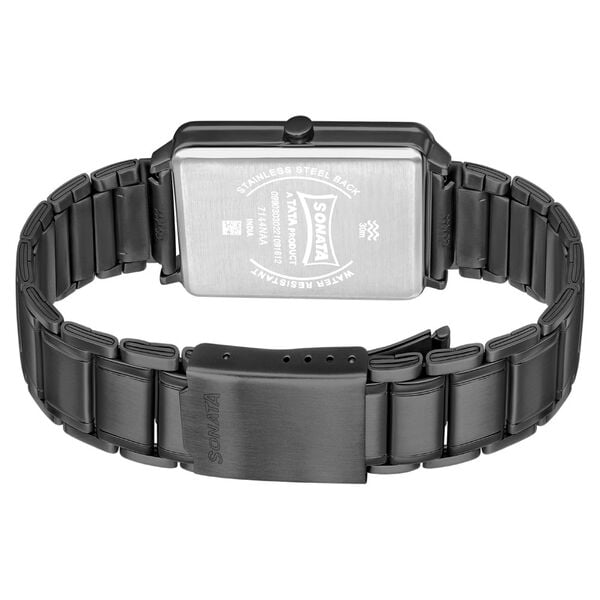 Sonata 7144NM01 Quartz Analog Black Dial Stainless Steel Strap Watch For Male