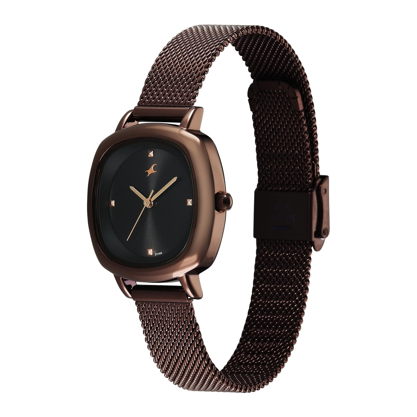 Fastrack 68065QM02 Stunners Quartz Analog Black Dial Brown Stainless Steel Strap Girls Watch