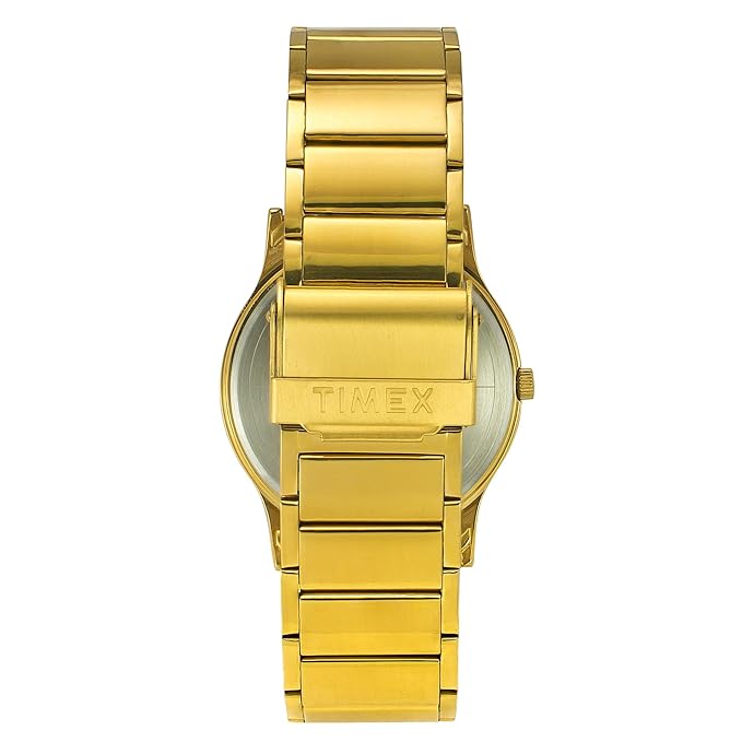 Timex TW000R447 Analog Quartz Watch for Men – Champagne Dial, Gold-Tone Stainless Steel Strap