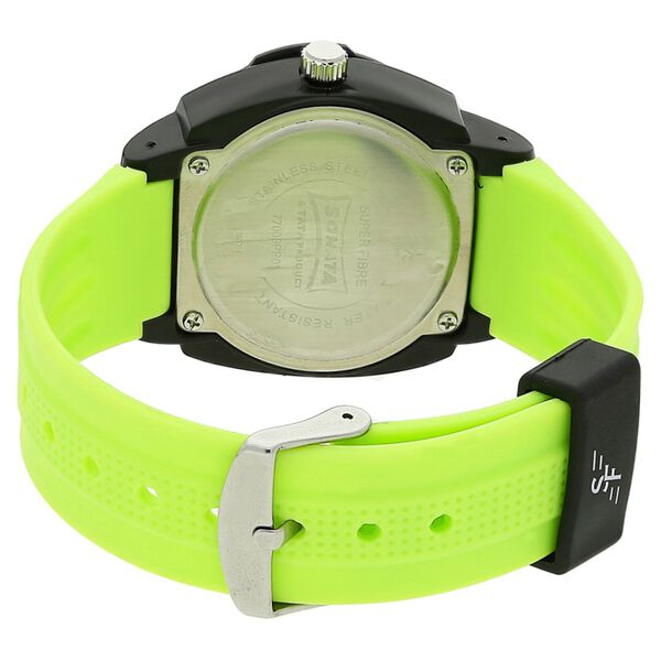 Sonata 77008PP03CJ SF Quartz Analog Black Dial Green Plastic Strap Watch for Men