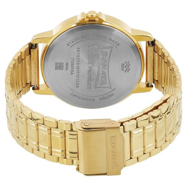 Sonata 77083YM01 Men Quartz Analog White Dial Stainless Steel Watch