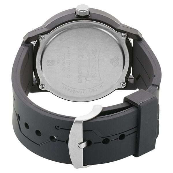 Sonata 77085PP04W Volt Quartz Analog Black Dial Plastic Strap Watch for Men