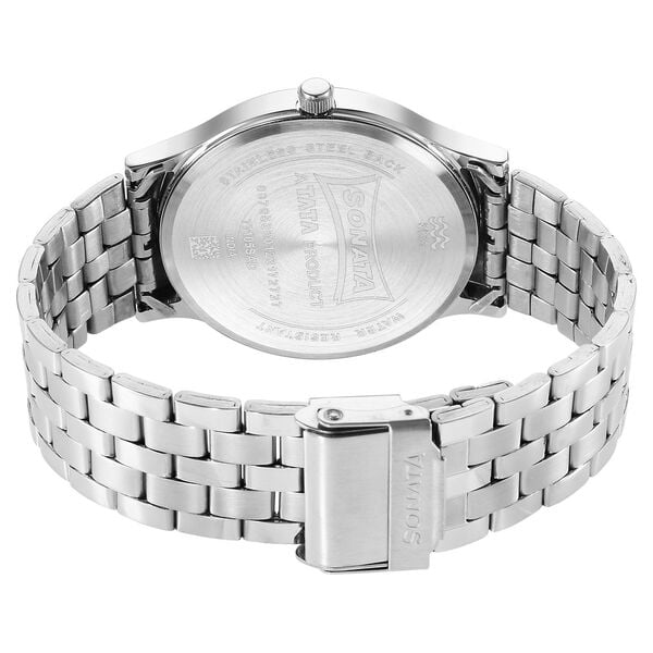 Sonata 77105SM07 Quartz Analog with Date Silver Dial Stainless Steel Strap Men's Watch