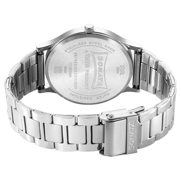 Sonata Aspire 77105SM10W Quartz Analog Silver Dial Stainless Steel Strap Watch for Men
