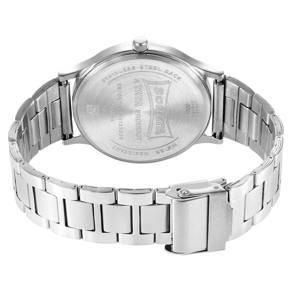 Sonata 77105SM12W Aspire Quartz Analog White Dial Stainless Steel Strap Watch for Men