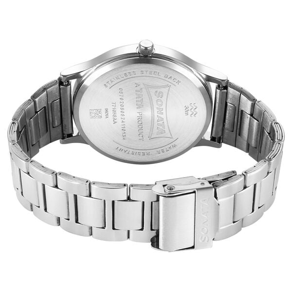 Sonata 77105SM18W Aspire 3 Quartz Analog Blue Dial Stainless Steel Strap Watch for Men