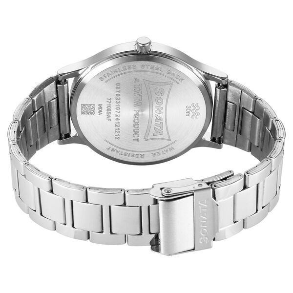 Sonata 77105SM19W Aspire Men’s Quartz Analog Blue Dial Stainless Steel Watch