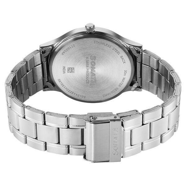 Sonata 77105SM24W Men Aspire Quartz Green Dial Stainless Steel Strap Watch