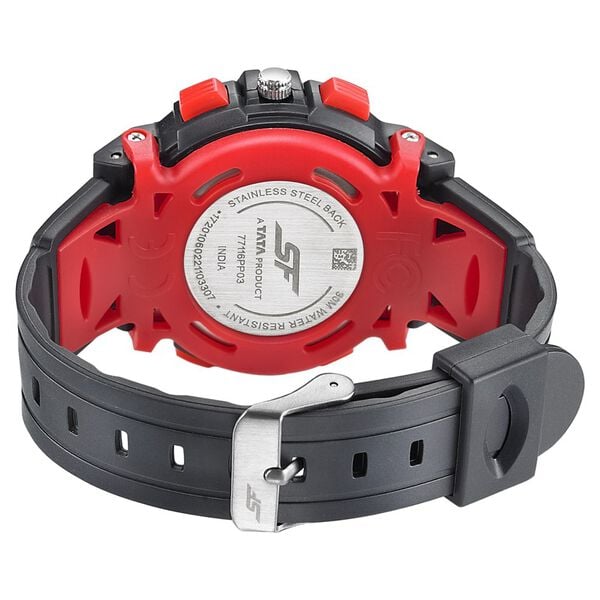 Sonata 77116PP03W SF Digital Black White PU Strap Watch for Men