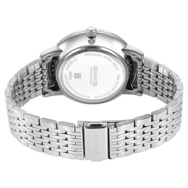 Sonata 77156SM02 Quartz Analog Green Dial Stainless Steel Watch for Men