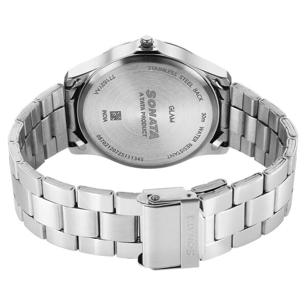 Sonata 77163SM02W Traditional Essentials Quartz Analog Silver Dial Stainless Steel Strap Watch for Men