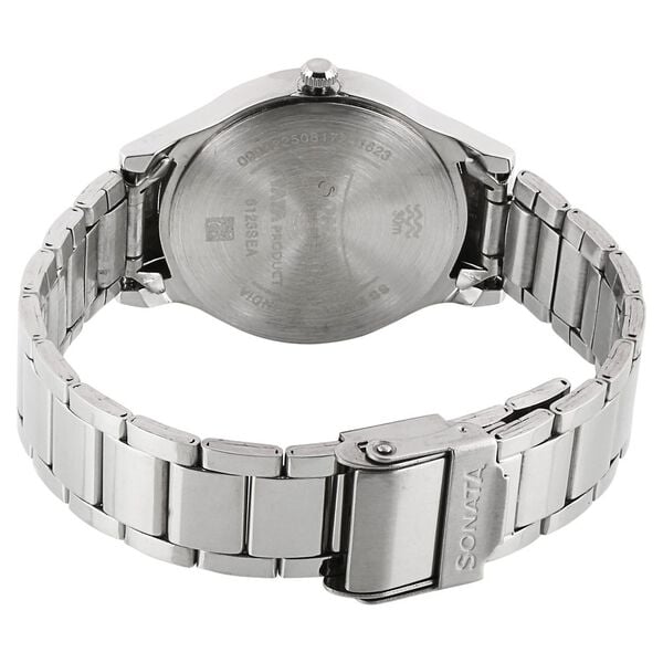 Sonata 8123SM02 Analog Quartz Women Black Dial Silver Stainless Steel Bracelet Watch