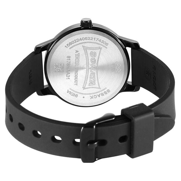 Sonata 8178NP01 Women Quartz Black Dial Black Plastic Strap Analog Watch