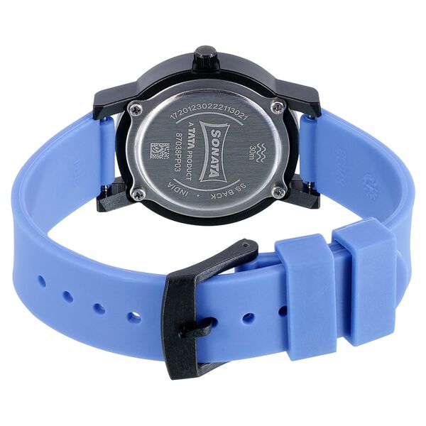 Sonata 87038PP03 Pop Quartz Analog Silver Dial Polyurethane Strap Watch for Women