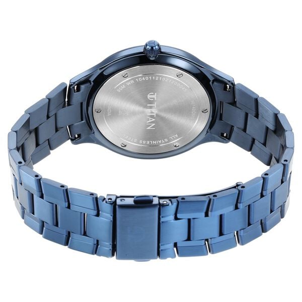 Titan 90142QM01 Classique Slimline Blue Dial Quartz Analog with Date Stainless Steel Strap Watch – Men