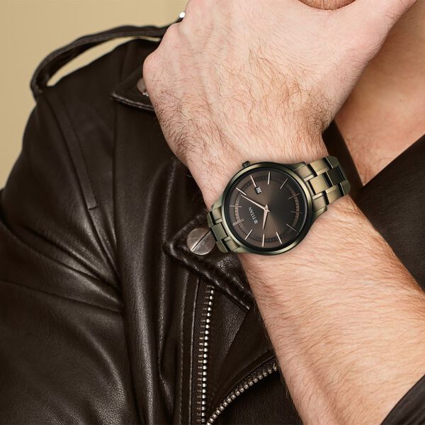 Titan 90142QM07 Men’s Quartz Analog Watch with Brown Dial & Two-Tone Stainless Steel Strap