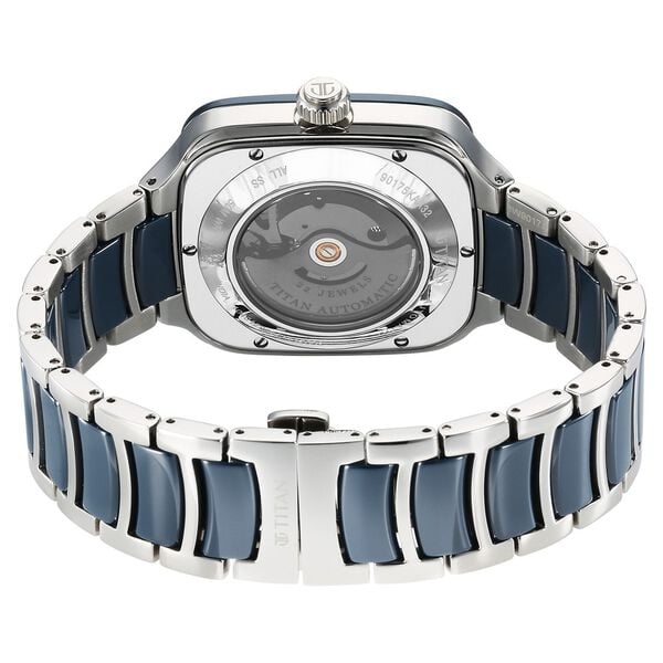Titan 90175KD02 Ceramic Fusion Automatic Blue Dial Dual-Tone Steel & Ceramic Bracelet Watch – Men