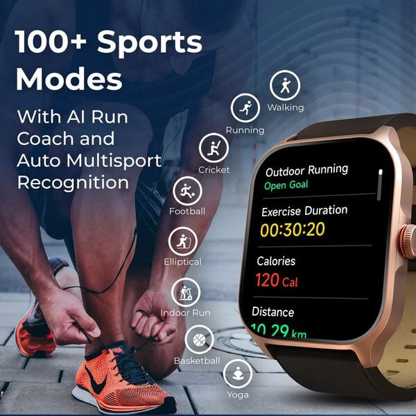 Titan Zeal Smartwatch (Black) with 1.85″ AMOLED Display, BT-Calling, and Black Mesh Strap