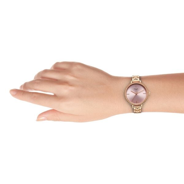 Titan 95286WM01 Women’s Quartz Analog Pink Dial Watch with Rose-Gold Metal Strap