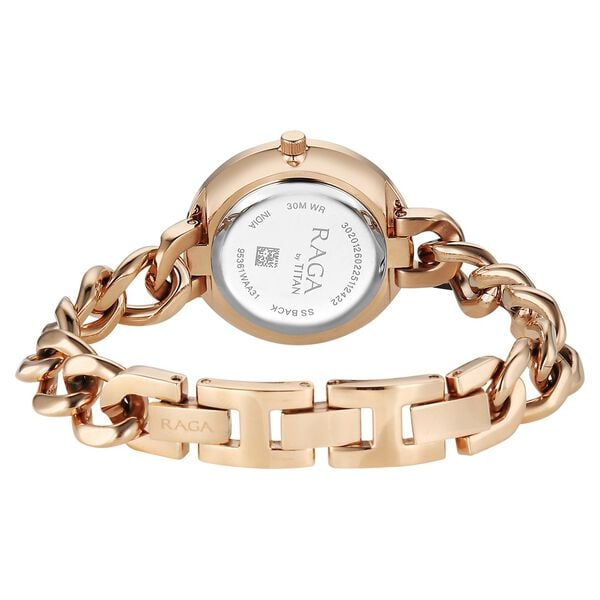 Titan 95361WM01 Women’s Analog Quartz Watch — Silver Dial & Rose Gold Metal Strap