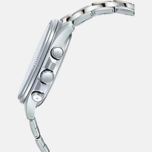 Casio A1658 Enticer Men’s Analog Quartz Watch with Black Dial, Rose-Gold Accents & Silver Stainless Steel Bracelet