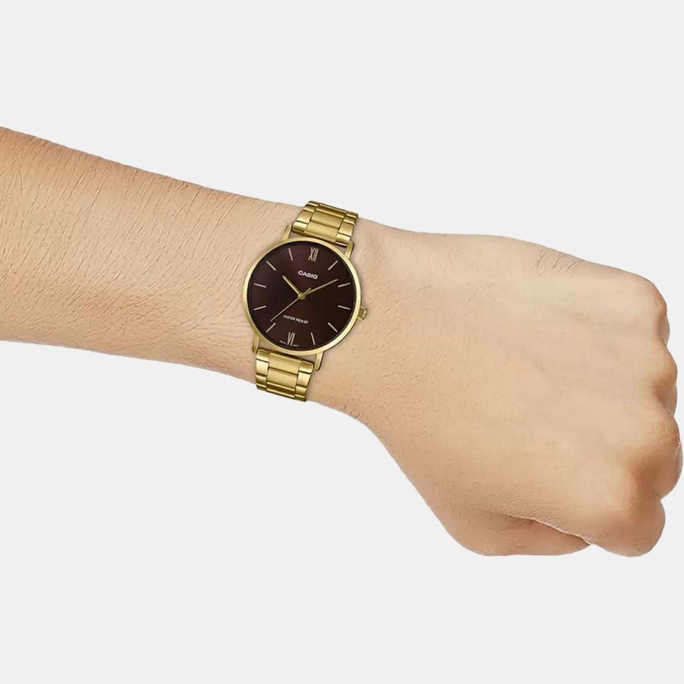 Men’s A1779 Quartz Analog Watch with Brown Dial, Gold Stainless Steel Strap