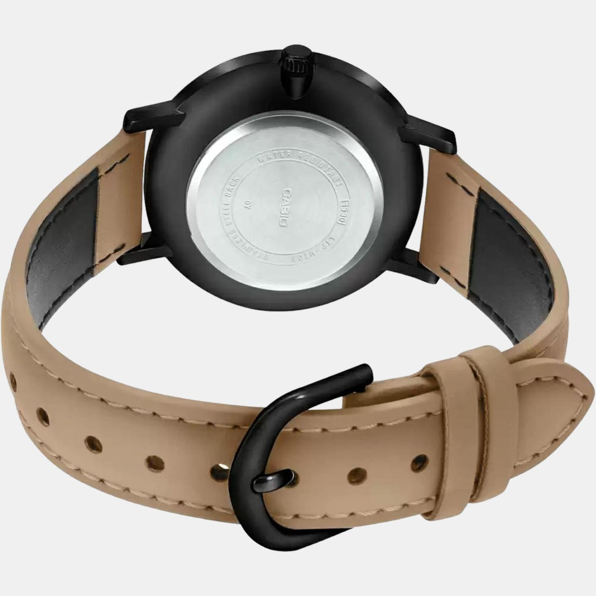 Casio A1976 Enticer Men’s Analog Quartz Watch with Black Dial & Beige Leather Strap
