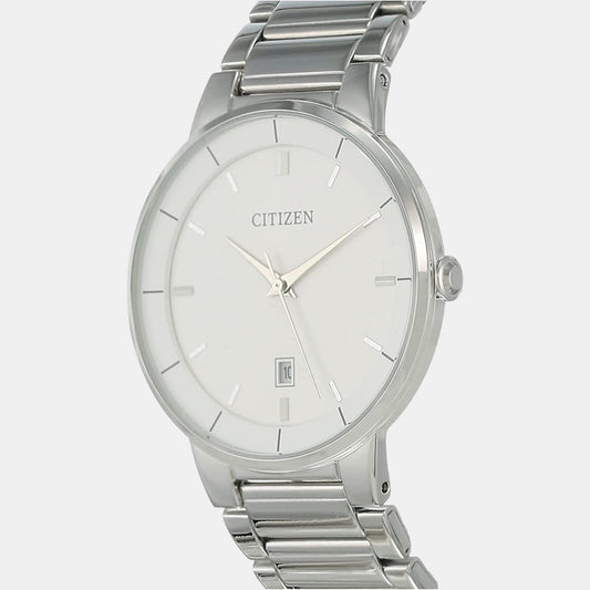 Citizen BI5010-59A Analog Quartz Men’s Watch | White Dial | Silver Stainless Steel Bracelet | Date Display | 50 m Water Resistant