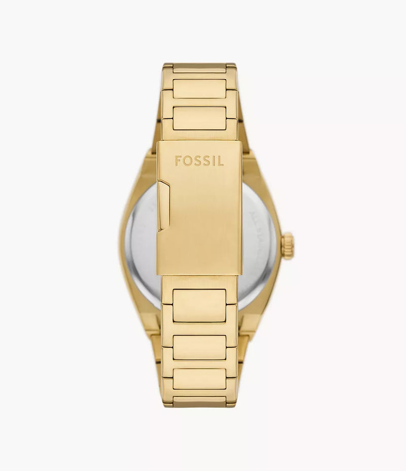 Fossil FS5965 Men's Quartz Analog Watch Gold Dial Gold Stainless Steel Strap