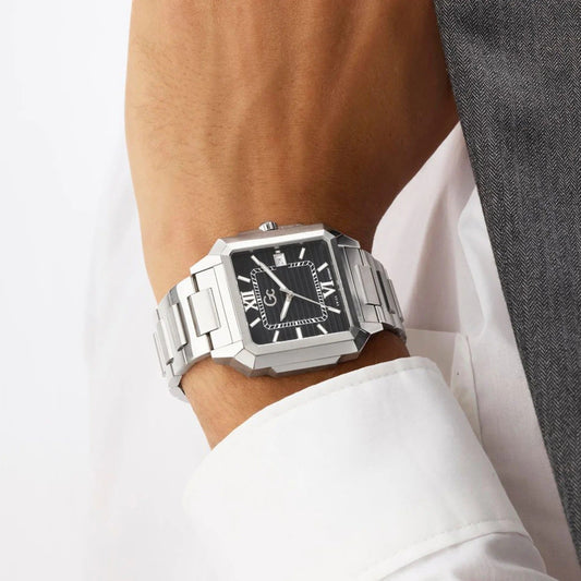 Gc Z74001G4 SquareCut Metal Men's Swiss Made Black Analog Watch