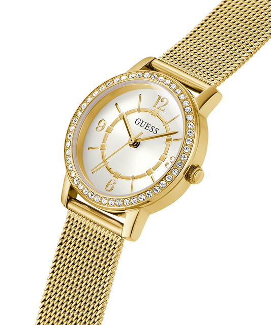 Guess GW0534L2 Quartz Analog White Dial Women’s Watch with Gold-Tone Mesh Strap