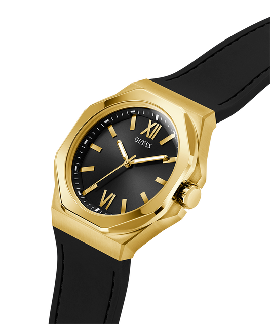 GUESS GW0850G2 Emperor Men's Quartz Analog Watch Black Dial Black Silicone Strap