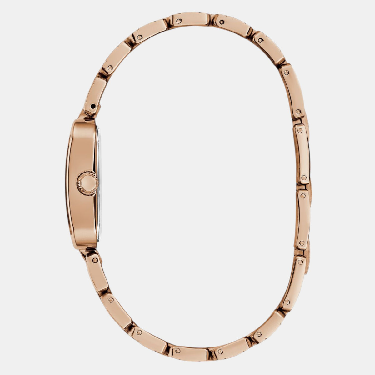 GUESS‑GW0865L3 Bejeweled 22 mm Silver‑Dial Stainless Steel Analog Watch Rose Gold-Tone Crystal-Accented Analog Quartz Watch