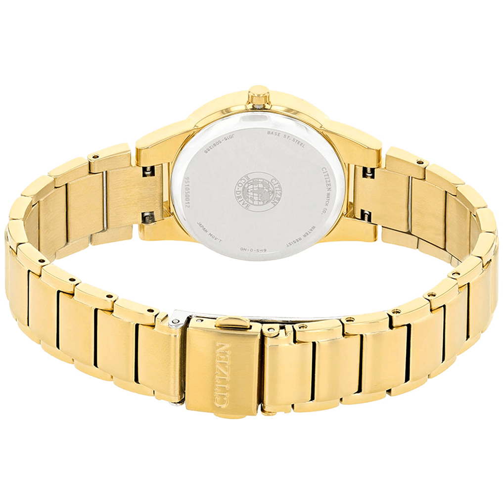 Citizen GA1052-55E Eco-Drive Quartz Chronograph Black Dial Gold-Tone Stainless Steel Watch for Women