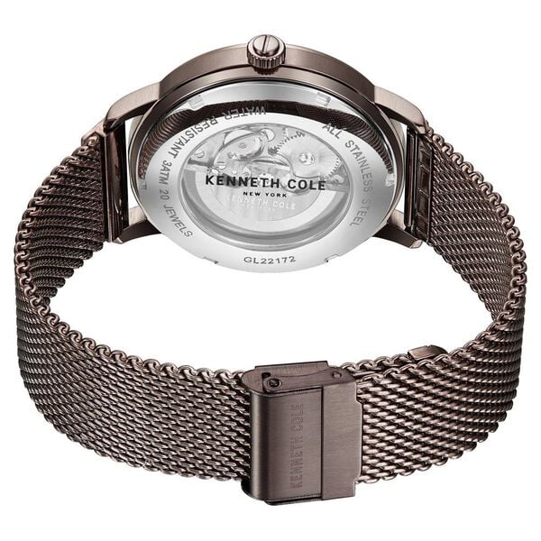 Kenneth Cole NTKCWGY0064202MN Automatic Men’s Skeleton Brown Dial Stainless Steel Mesh Watch