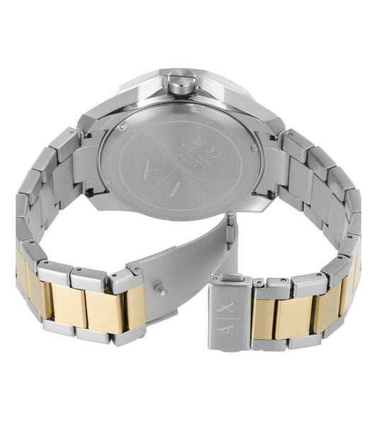 Armani Exchange AX1956 Men's Quartz Analog Watch Black Textured Dial Two-Tone Stainless Steel Bracelet