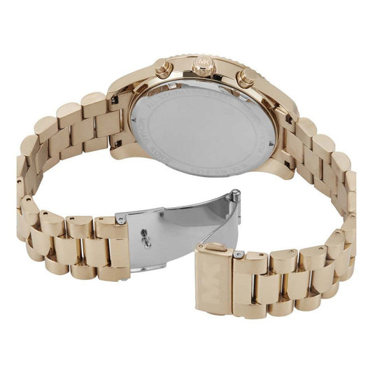 Michael Kors MK9155I Men Quartz Black Dial Beige Gold-Tone Stainless Steel Chronograph Watch