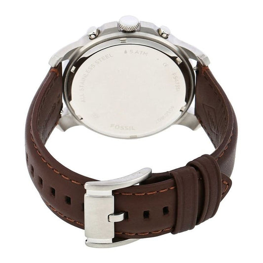 Fossil FS4735IE Men's Quartz Chronograph Watch Cream Dial Brown Leather Strap