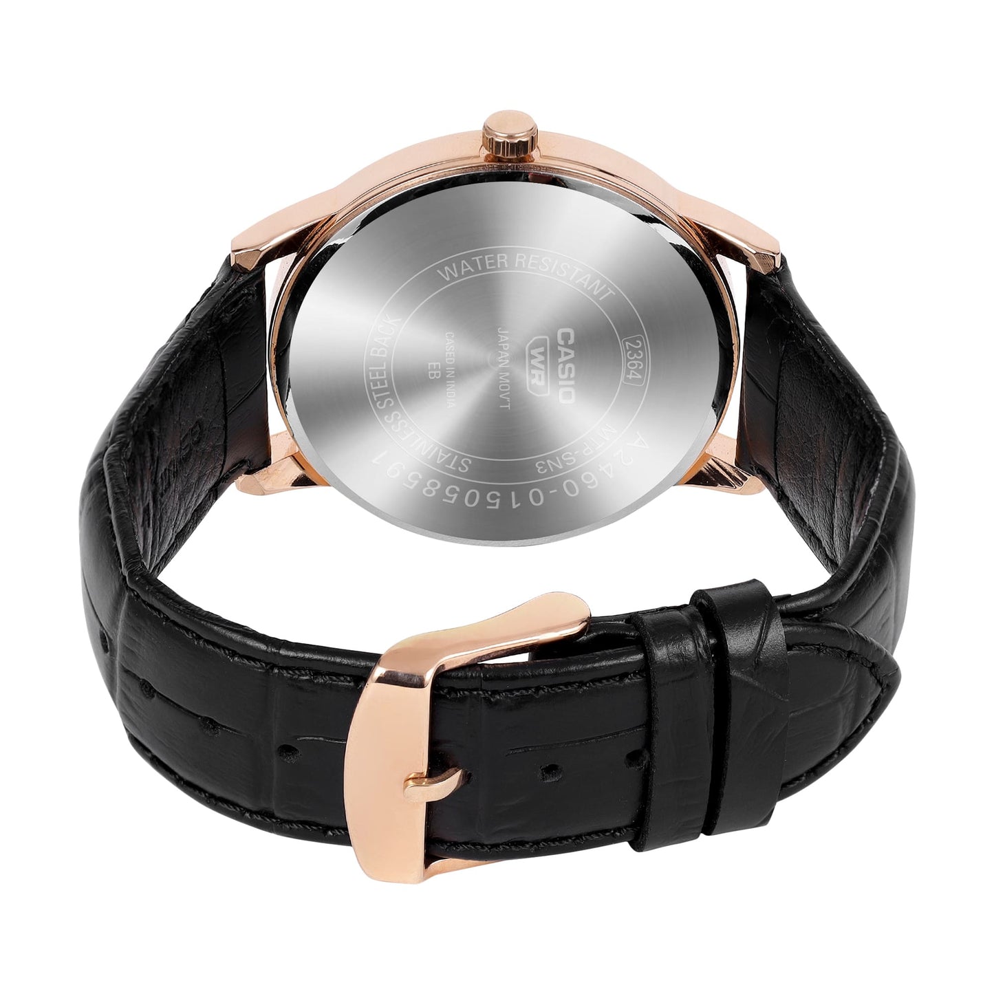Casio A2461 Enticer Men’s Quartz Analog Watch with Black Dial, Black Leather Strap