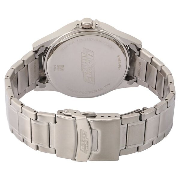 Titan NN9323SM02 Men’s Multifunction Watch with Black Dial & Silver Stainless-Steel Strap