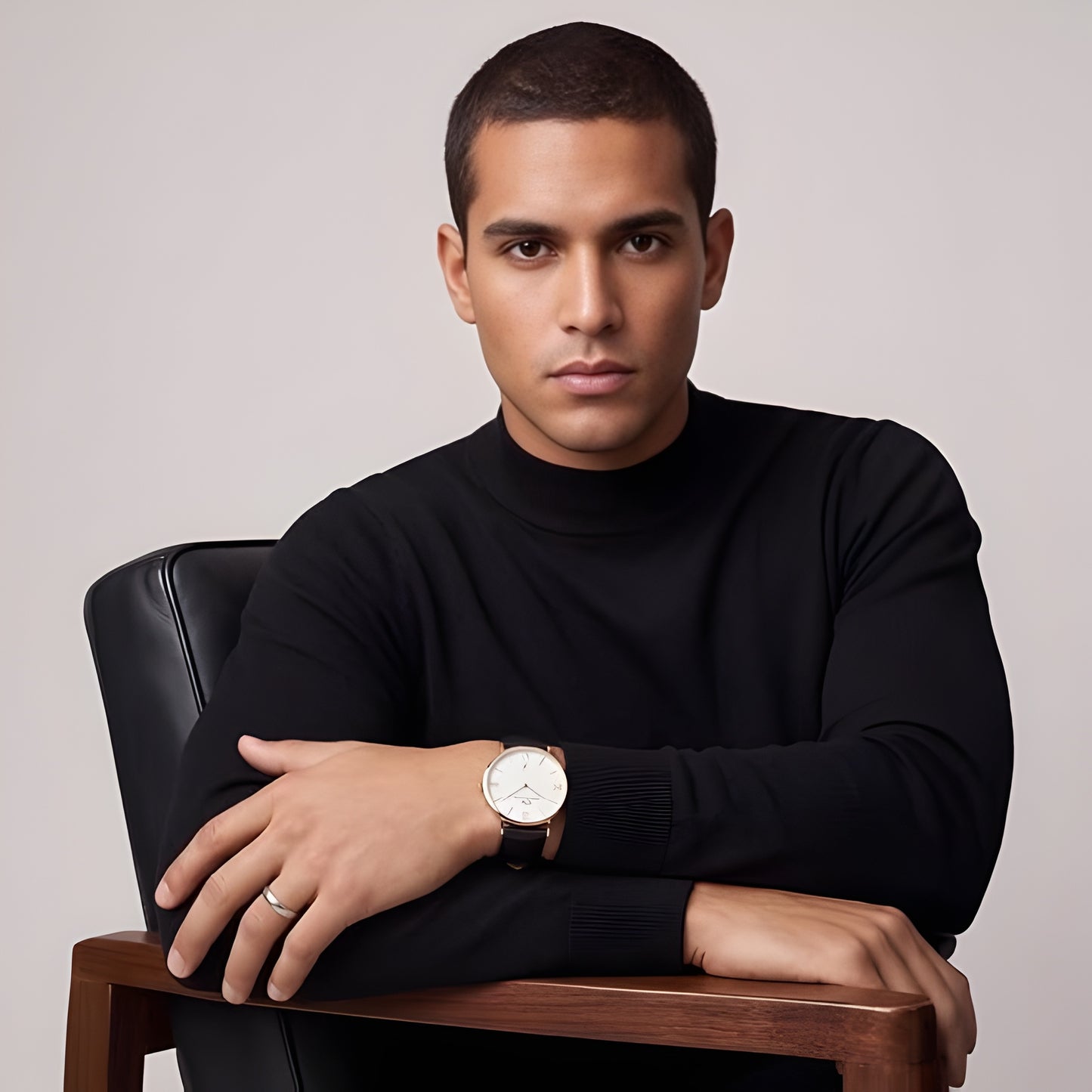 Daniel Wellington DW0DG1802 White Dial Men's Black Leather Analog Watch