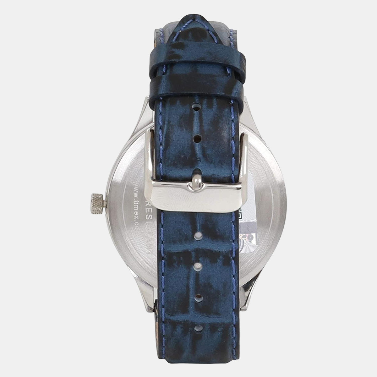 Timex TW000T316 Analog Quartz Watch for Men – White Dial, Blue Leather Strap