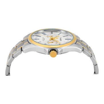 Timex TW000X134 Silver Dial Two‑Tone Stainless Steel Bracelet Analog Men Watch – Round Case, Quartz Movement